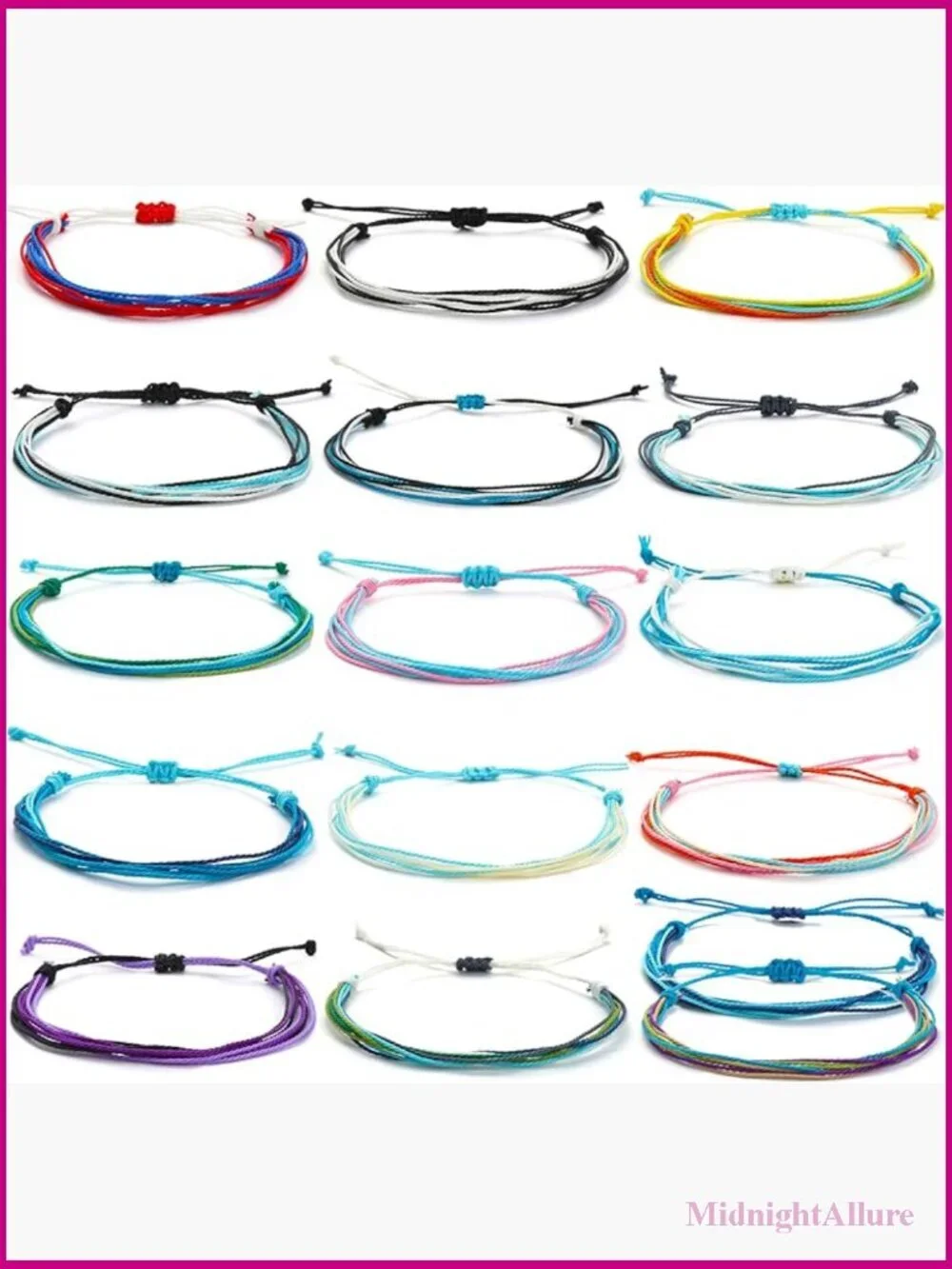 Handmade Waterproof Adjustable Braided Beach Surfer Bracelet Set